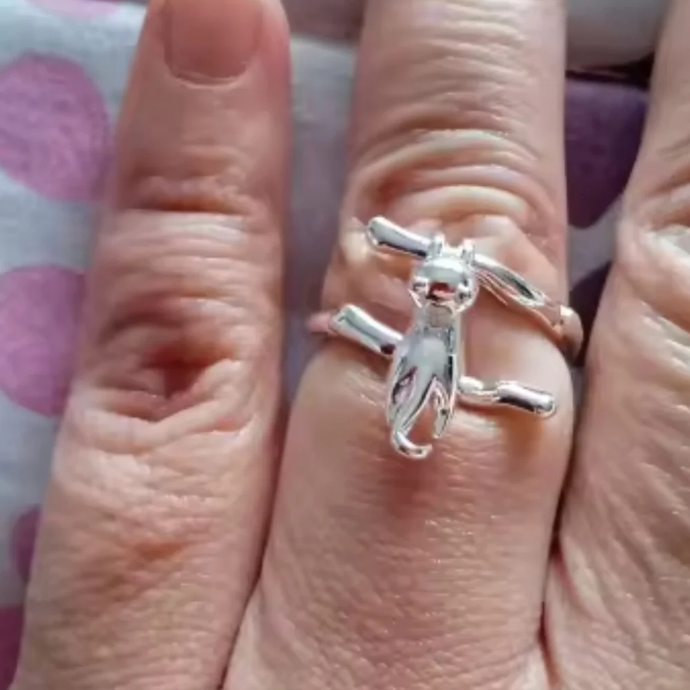925 Silver Kitty Cat hanging from Branch Ring Sz 8
